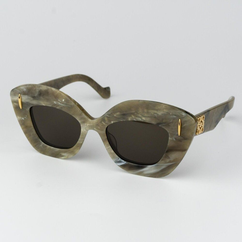 Loewe ANAGRAM Men Sunglasses Green Brown Cat Eye LW40127I 60E NEW AUTHENTIC
